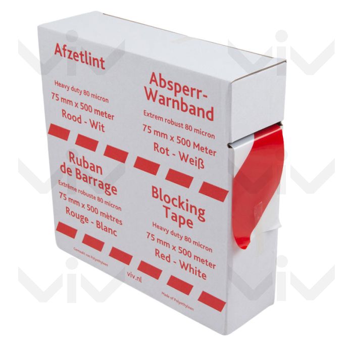 Afzetlint rood wit in dispenserdoos