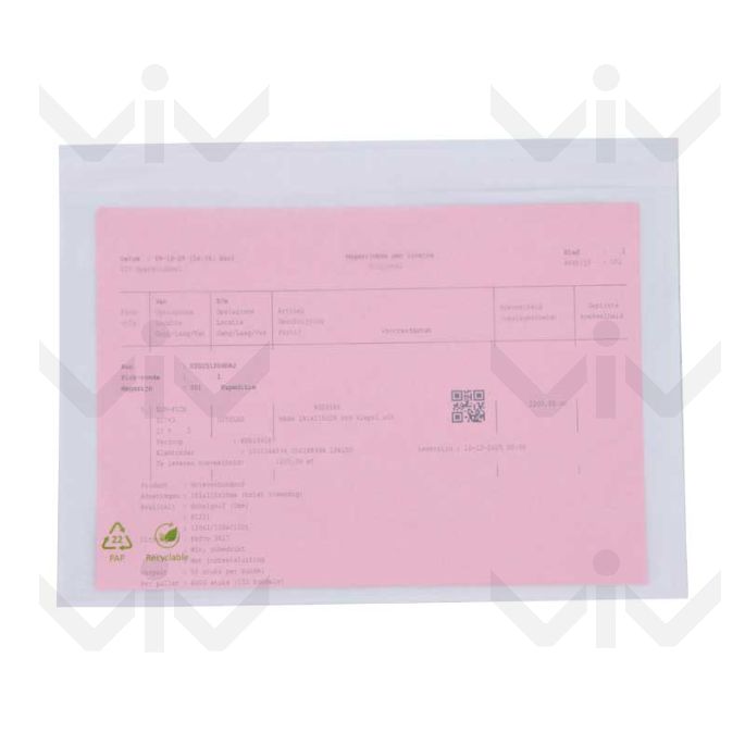 Papieren Paklijstenvelop, Onbedrukt, 220 x 160 mm, C5 formaat