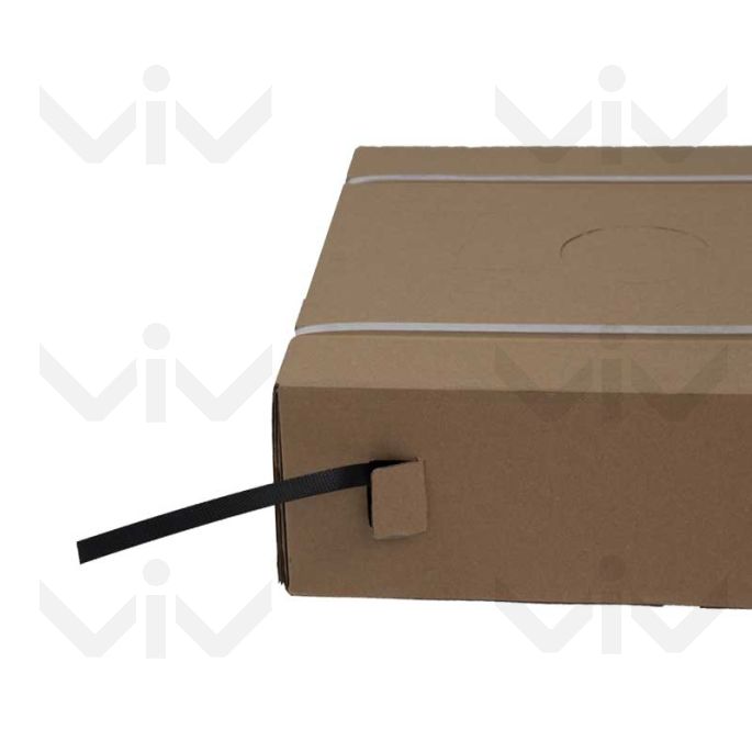 Dispenserdoos PP band, 16 mm x 0,55 mm, 1000 meter, Zwart