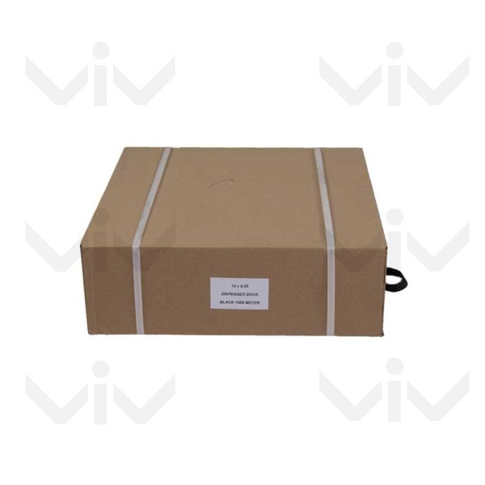 Dispenserdoos PP band, 16 mm x 0,55 mm, 1000 meter, Zwart