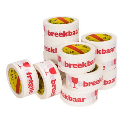 PVC Tape 'Breekbaar Fragile', 33 micron, 50 mm x 66 meter