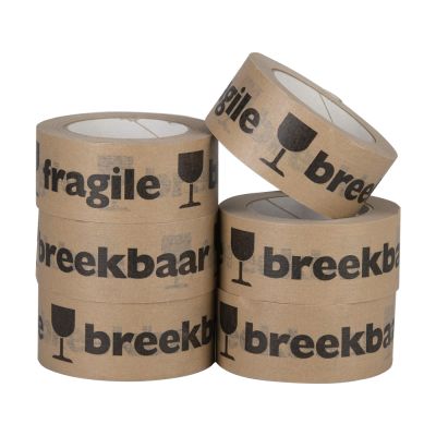 Kraft Tape 'Breekbaar Fragile', 50 mm x 50 meter, Bruin