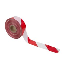 Afzetlint in Dispenserdoos, 75 mm x 500 meter, 80 micron (Heavy Duty), Rood/Wit