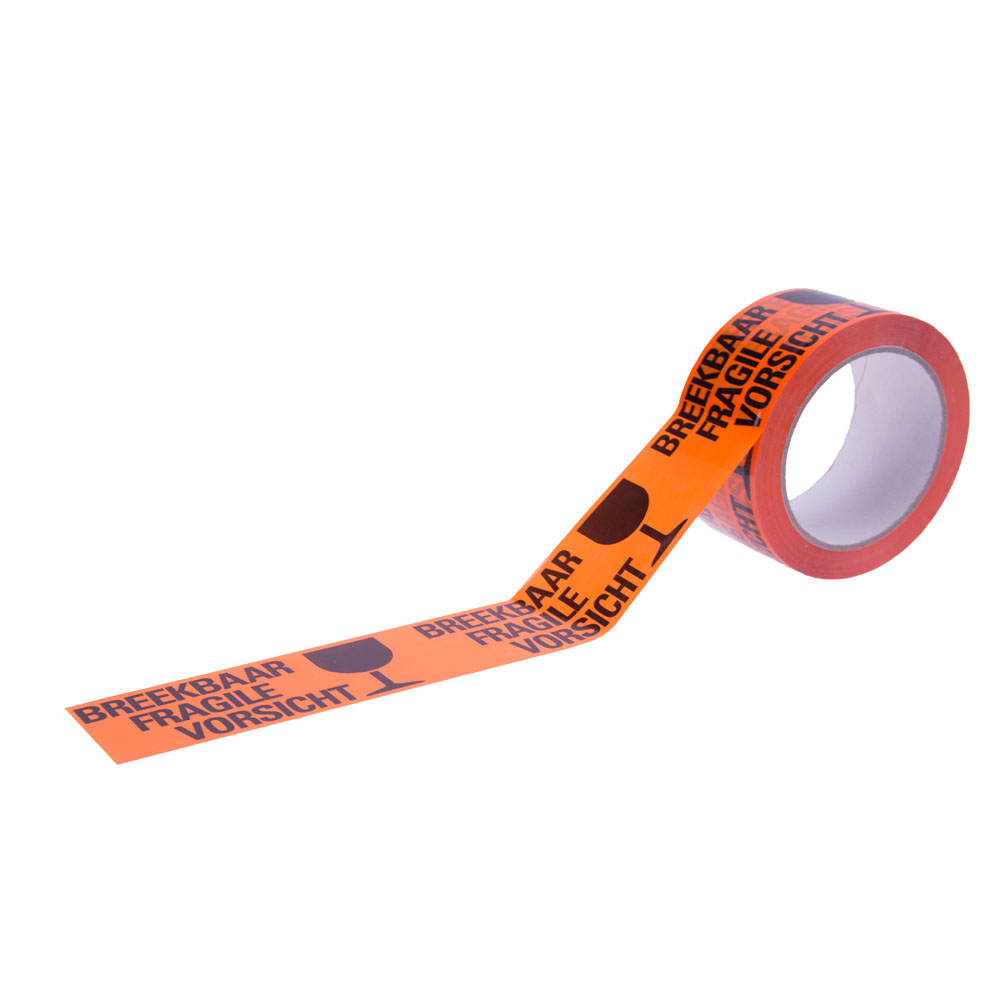 PP Acryl Tape Low Noise 'Breekbaar Fragile Vorsicht', 32 micron, 50 mm x 66 meter, foto 2 van 2
